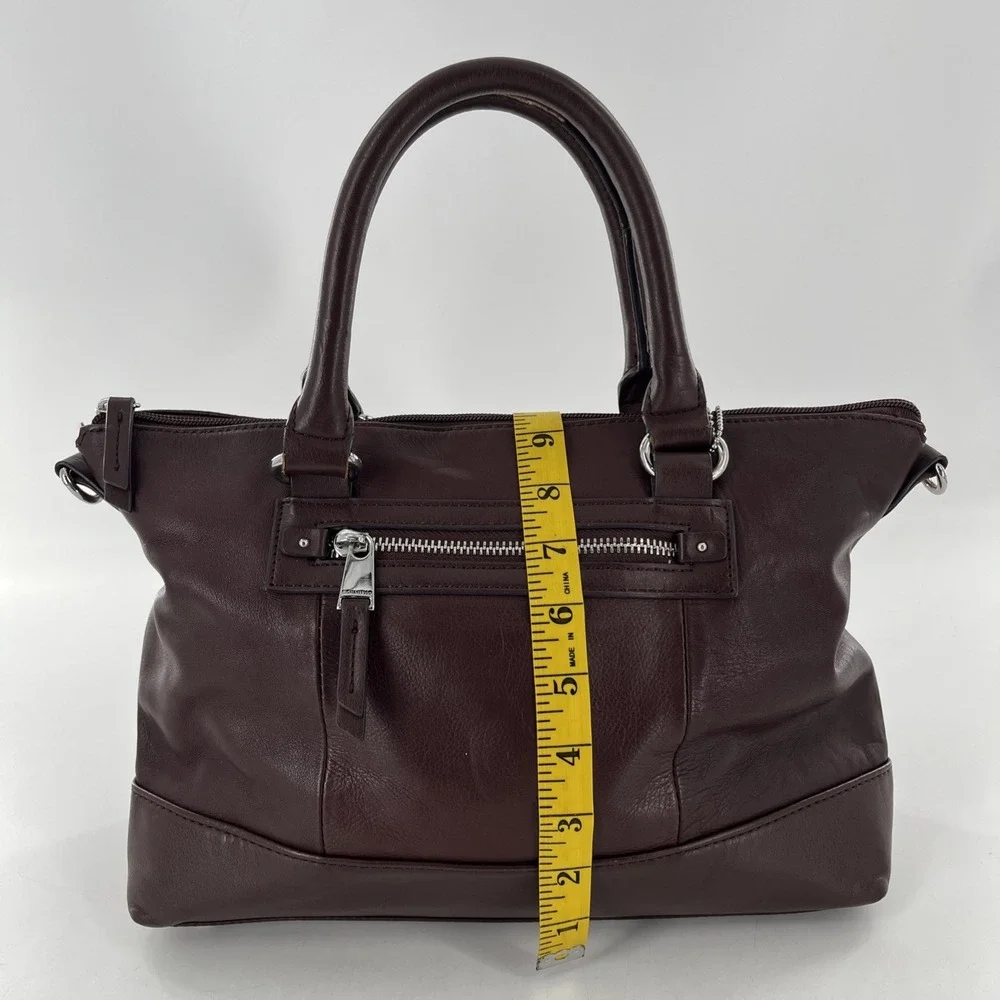 Tignanello‎ Brown Leather Tote Crossbody Medium Satchel & Keyring Detach Strap
